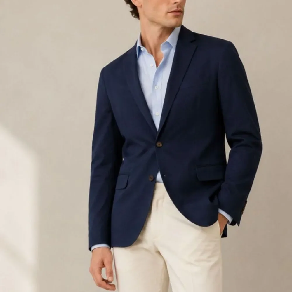J.Crew Ludlow Unstructured Suit Jacket Mens 39R Navy‎ Cotton Somelos Blazer